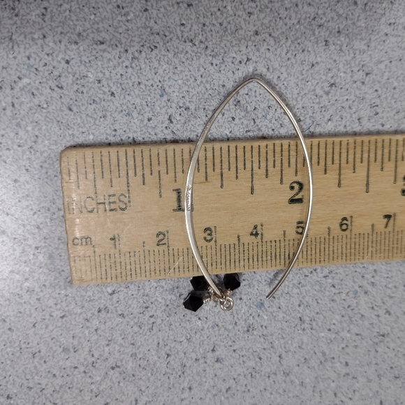 Sterling+Black Bead Earrings - Picture 4 of 4